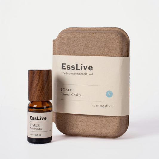 EssLive I TALK Throat Chakra essential oil blend bottle